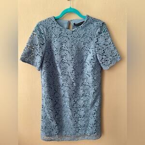 Zara Woman Blue Guipure Lace Shift Dress Size S NWT